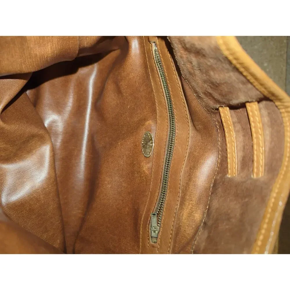 Cul-de-Sac Large Leather Hobo Bag Faux Giraffe Accents Tassels Made in Italy VTG